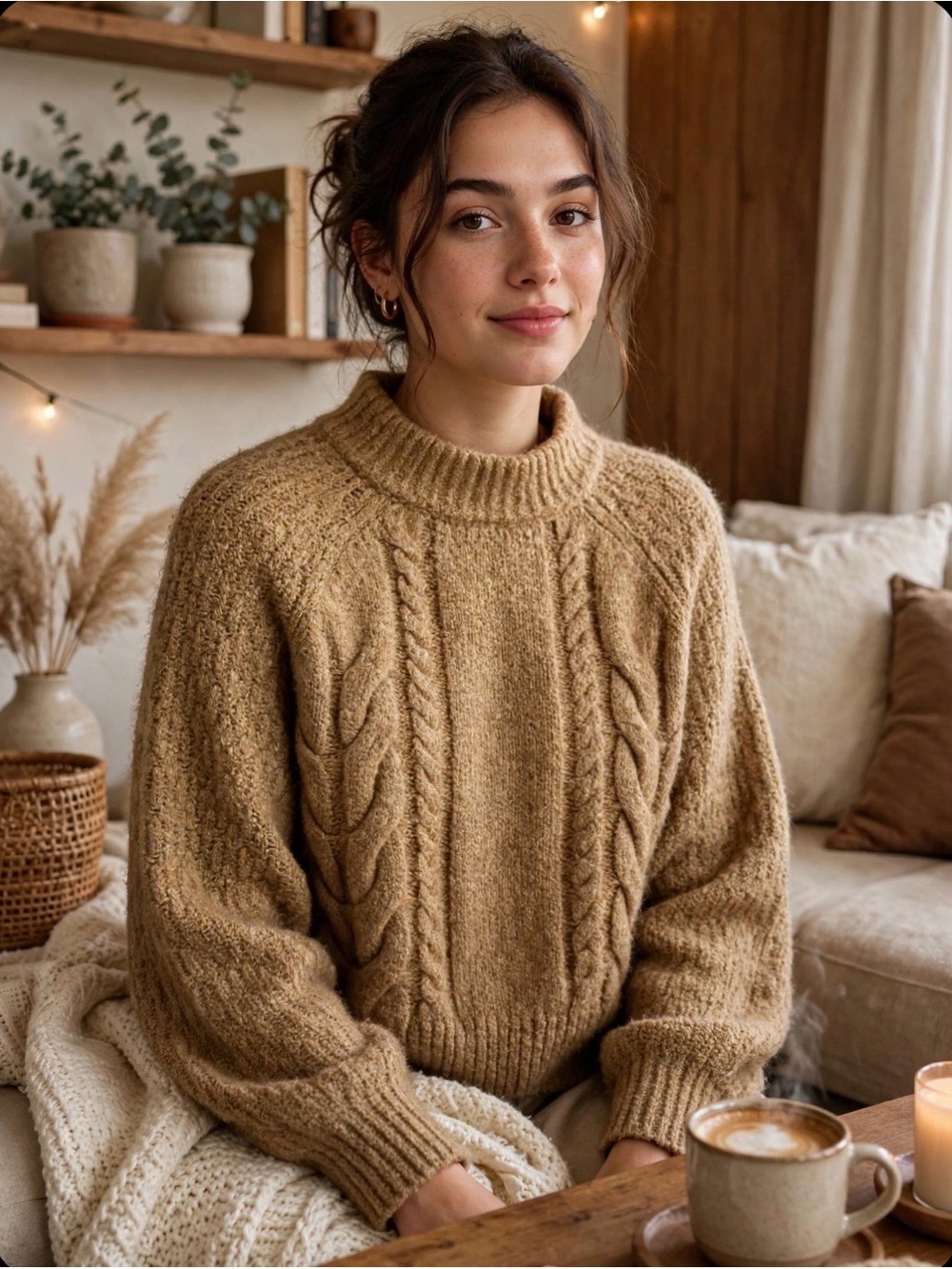Universal Thread Cable Knit Crewneck Sweater - PTP 26”, L 22”
